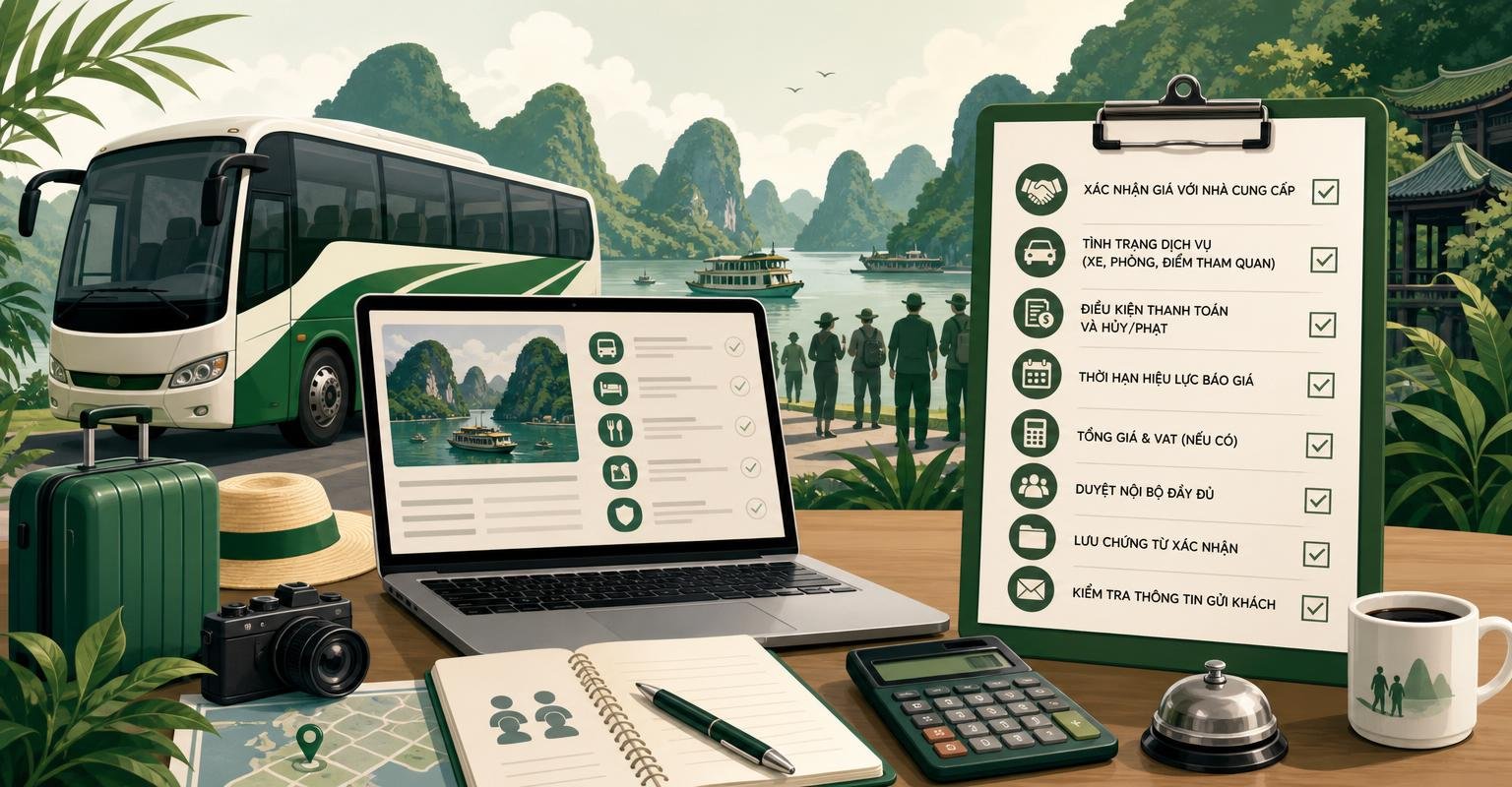 Minh họa chủ đề Mẫu báo giá tour đoàn: cấu trúc, bảng khung và checklist